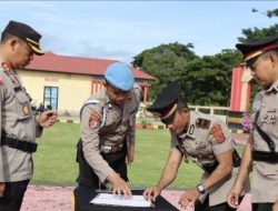 Kapolres Konawe Gelar Upacara Serah Terima Jabatan dan Pelantikan Kapolsek Lambuya serta Kapolsek Tongauna