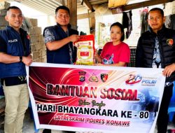 Satreskrim Polres Konawe Salurkan Bantuan Sosial kepada Warga pada Hari Bhayangkara ke-80